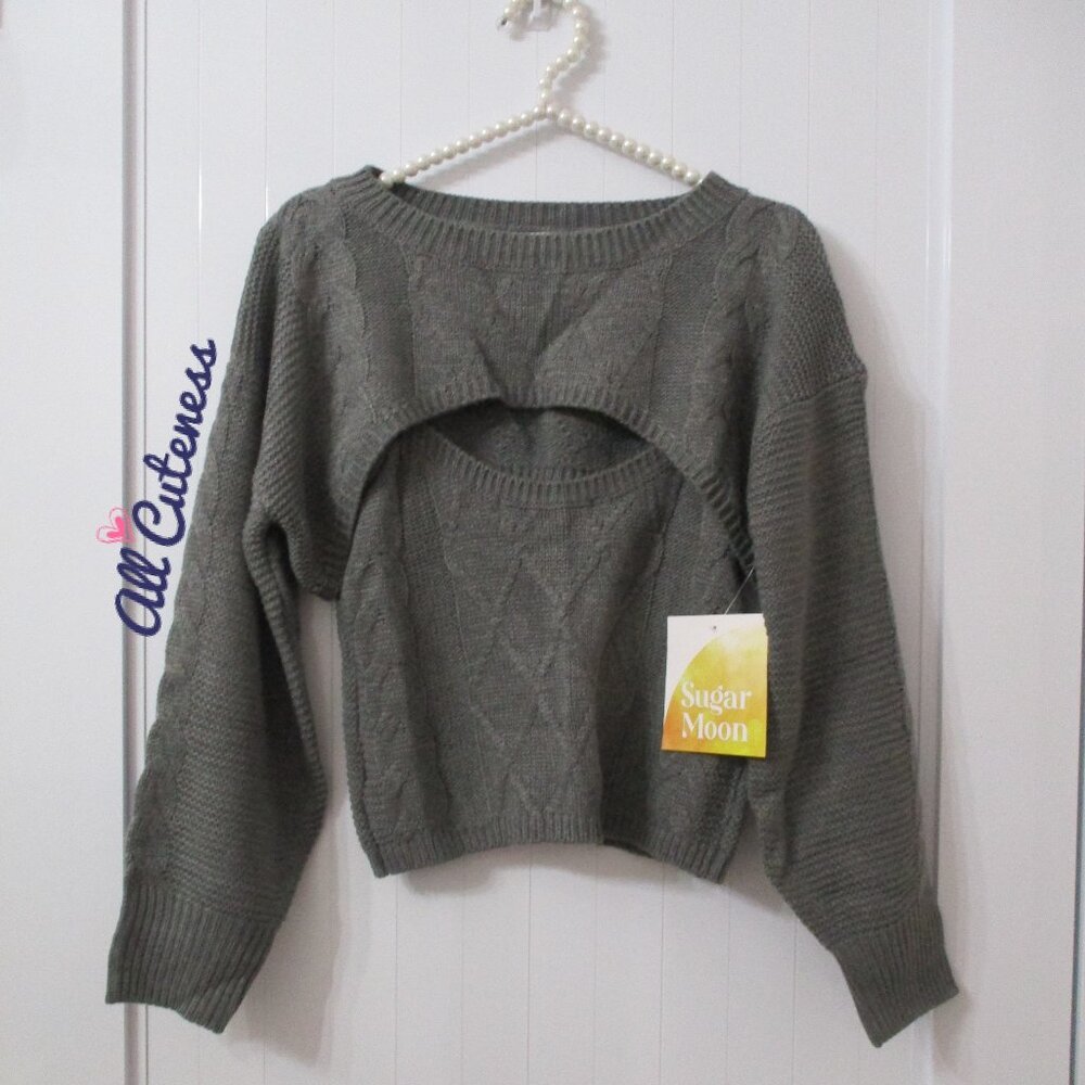Sugar Moon 2 pc Gray Knit Sweater Top Size M